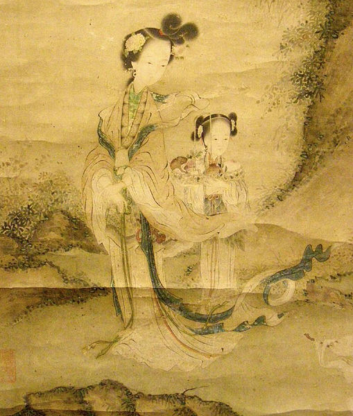 The Queen Mother of the West in a detail from a painting by Xie Wenli