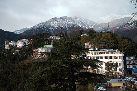 McLeod Ganj and the snow-capped peaks of the Dhauladhars