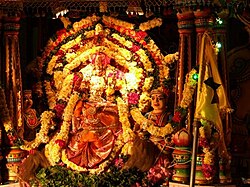 The main deity at the Draupadi Amman Temple, Udappu