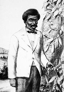 Retrato de Edmond Albius delante de las lianas de la vainilla, aparecido en 1863 en el álbum de la isla de Reunión de Antoine Roussin.