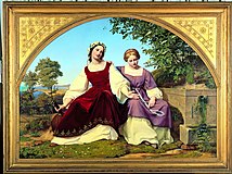 Die zwei Mädchen am Brunnen by Eduard Bendemann, 1833