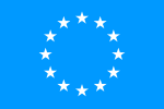 Proposta de bandeira com 12 estrelas sobre fundo azul claro.