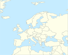 Mapa konturowa Europy, w centrum znajduje się punkt z opisem „Warszawa”