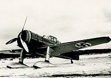 Finnish D.XXI equipped with skis. Finse Fokker D.XXI met skis 2161 026390.jpg