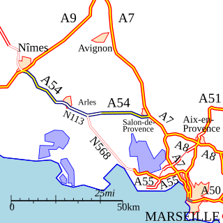 A54 autoroute road in France