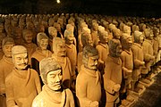 Unarmoured funerary figurines wearing caps from Liu Wu's tomb