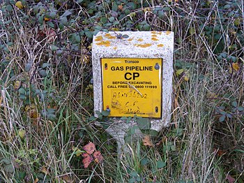 English: Gas Pipeline marker Close up