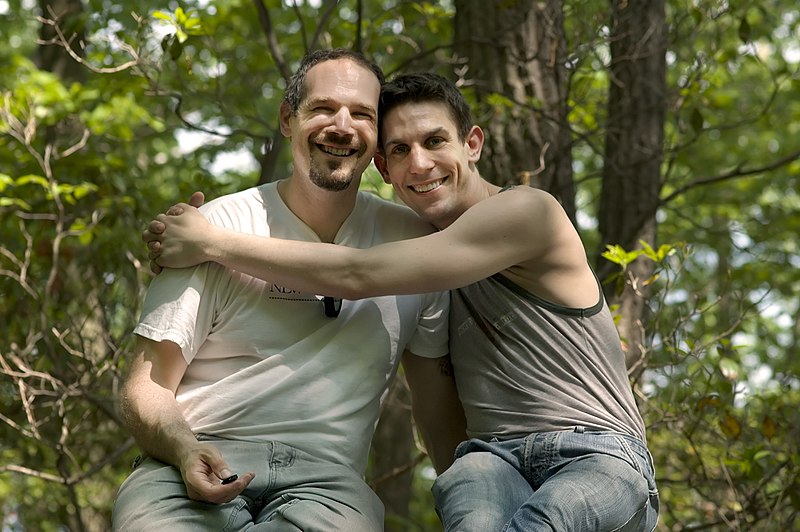 File:Gay Couple CarbonNYC and friend in the woods.jpg