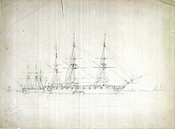 George Pechell Mendsin piirros HMS Cossackista ja HMS Tartarista.