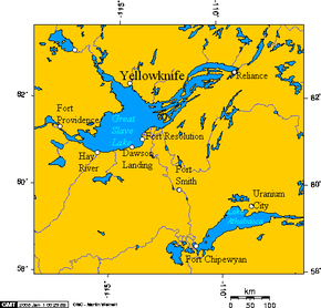 Poziția localității Yellowknife