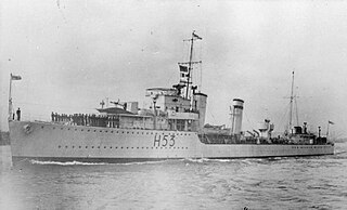 HMS <i>Dainty</i> (H53) British D-class destroyer