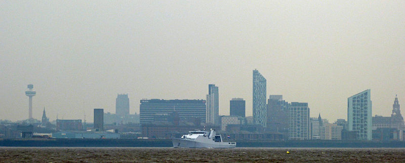 File:HNLMS Groningen And The Liverpool Skyline.jpg