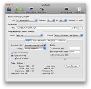 HandBrake es un programa libre y de código abierto para la transcodificación multihilo de archivos de audio y video, para macOS, GNU/Linux y Windows. Fue desarrollada originalmente por Eric Petit en el 2003 para ripear una película de un DVD a un dispositivo de almacenamiento de datos de forma más sencilla. Desde entonces, el programa ha experimentado muchos cambios y revisiones.
