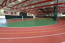 The Gordon Indoor Track sports an 80-yard sprint straight, and the track is 220 yards in length. Harvard gordon indoor track z.JPG