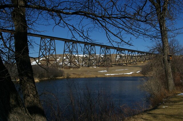 Hi Line Railroad Bridge as seen from Chautauqua Park, Valley City, ND