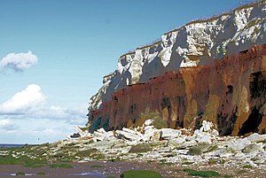 English: Hunstanton Cliffs Cretaceous Period. ...