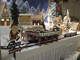 Gingerbread village with model trains