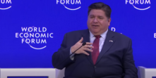 Pritzker speaking at the World Economic Forum in 2023 JB Pritzker at the WEF, 2023.png