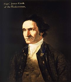 Portrait of James Cook by William Hodges, who accompanied Cook on his second voyage James Cook's portrait by William Hodges.jpg