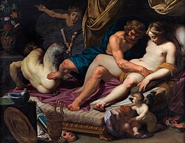 Hercules trapt Pan uit Omphales bed