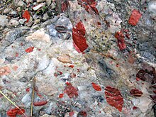 Jasper-quartz pebble conglomerate from Ontario, Canada Jasper-quartz pebble conglomerate (Lorrain Formation, Paleoproterozoic, ~2.3 Ga; Ottertail Lake Northeast roadcut, near Bruce Mines, Ontario, Canada) 38 (32766102277).jpg