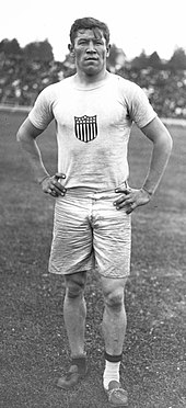 American athlete Jim Thorpe lost his Olympic medals having taken expense money for playing baseball, violating Olympic amateurism rules, before the 1912 Games. Jim Thorpe 1912b.jpg