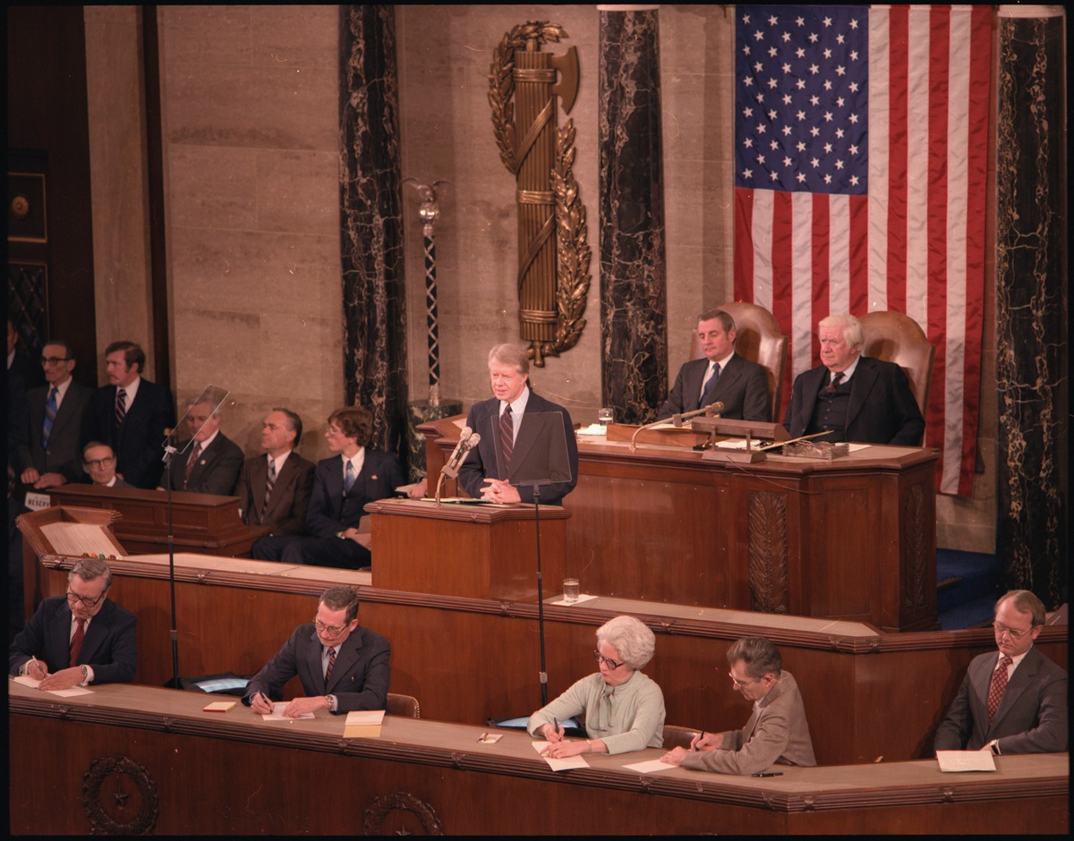 Members of United States President Jimmy Carter's family applaud from the  gallery of the House of Representatives as he presents his National Energy  Plan to a joint session of the US Congress