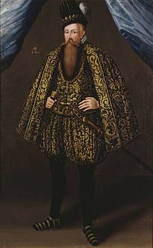 John III. A painting by Johan Baptista van Uther from 1582. The king is dressed according to the latest court fashion from Spain. Johan III.jpg