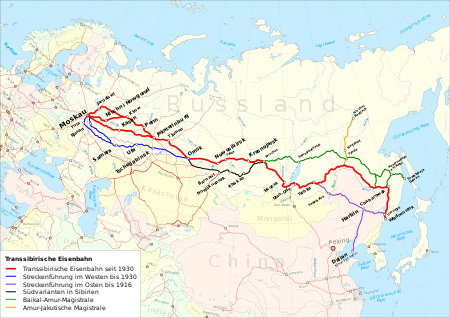 Strecke der Transsibirische Eisenbahn