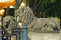 Two lion sculptures