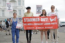 Socialist Appeal campaigners protest against Starmer's leadership at the 2021 conference Labour Party conference 2021 (51523239681).jpg