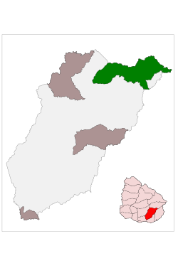 Localización del municipio de José Pedro Varela en el departamento de Lavalleja, Uruguay.