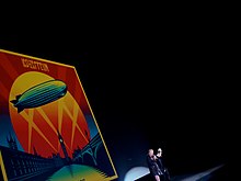 Promotional work by Fairey for the album and film Celebration Day served as a backdrop for a 2012 Led Zeppelin press conference Led Zeppelin before the press, 2012.jpg