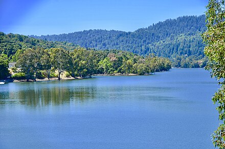 Lexington Reservoir is an artificial lake on Los Gatos Creek near Los Gatos.