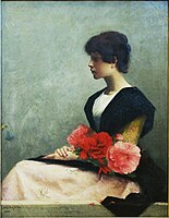 花を抱えて座る若い女性(1889) リール宮殿美術館