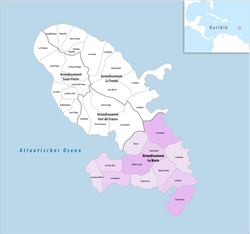 Le Marin arrondissementinin Martinik'teki konumu