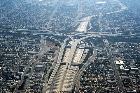 The Judge Harry Pregerson Interchange, connecting the Century Freeway (I-105) and the Harbor Freeway (I-110)