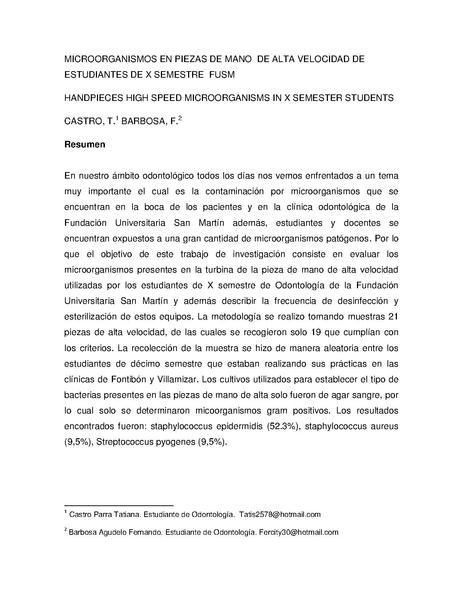 File:MICROORGANISMOS EN PIEZAS DE MANO DE ALTA VELOCIDAD DE ESTUDIANTES DE X SEMESTRE FUSM.pdf