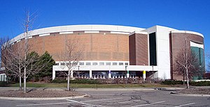 MSU's Breslin Center hosts varsity basketball games and other events. MSU Breslin Center.jpg