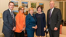 Golden (left) with Governor Janet Mills and the Maine congressional delegation. Maine congressional delegation meets with Gov Janet Mills.jpg