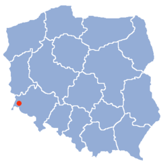 Localização de Lubań na Polónia