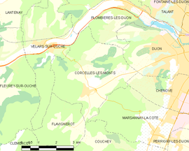 Mapa obce Corcelles-les-Monts