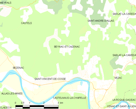 Mapa obce Beynac-et-Cazenac