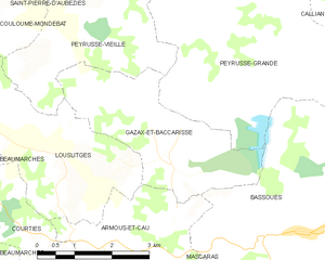 Gazax-et-Baccarisse and its surrounding communes Map commune FR insee code 32144.png