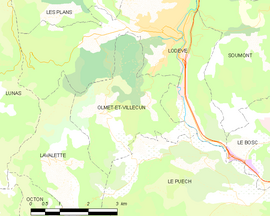 Mapa obce Olmet-et-Villecun