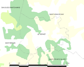 Mapa obce Le Vernet