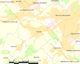 Mapa obce Divion