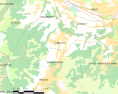 Mapa zobrazující Combloux a sousední obce.