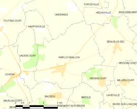 Mapa obce Warloy-Baillon