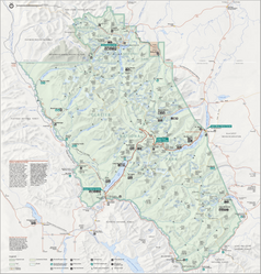 Подробная карта национального парка Глейшер (США) и национального парка Уотертон-Лейкс (Канада)